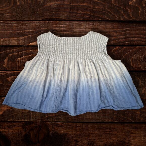 Free People We The Free Little Bit of Something Ombre Oversized Smocked Blouse - Picture 3 of 8